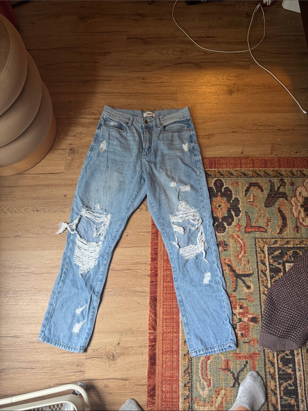 JBD Distressed Light Wash Jeans - Blue Ripped Denim